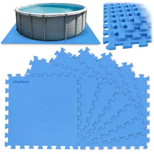 Dmuchane.pl blue foam puzzle pool mat, 8 pieces, 50cm x 50cm, 1.9m2