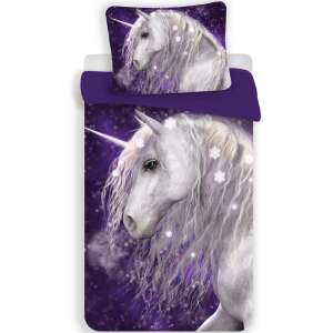 Purple unicorn bedding set, 140x200cm duvet cover and 70x90cm pillowcase - Interior design
