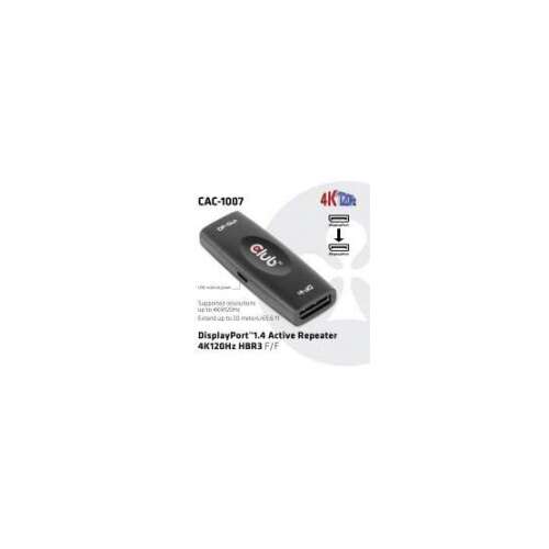 Club3D CAC-1007 DisplayPort 1.4 aktív repeater, 4K120Hz HBR3 F/F