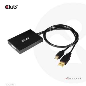 Club3D Mini DisplayPort - Dual Link DVI aktív adapter, HDCP ON verzió, fekete, CAC-1130 - Club3D