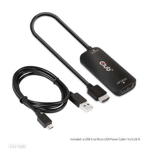 Club3D HDMI + Micro USB to DisplayPort 4K120Hz or 8K30Hz Active Adapter