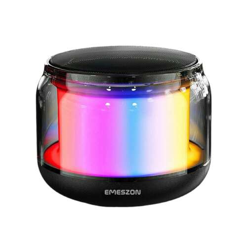 Emeszon RGB 360 S17 LED tragbarer Bluetooth-Lautsprecher mit FM-Radio, schwarz