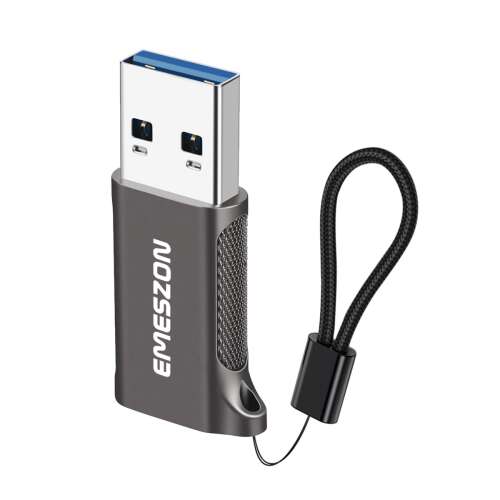 Adaptér Emeszon Type-C na USB 3.2, sivý, prenos dát 10 Gbps, rýchle nabíjanie