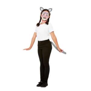 Cat ears headband, cat tail, and face paint for kids, perfect for Halloween costumes or themed parties - KidMania Costume for Kid