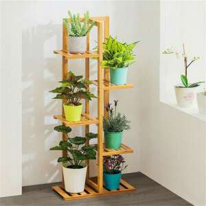 BeComfort FUR-1649-1 5-tier bamboo plant stand in a home setting, showcasing its functionality and style - Plant Stand