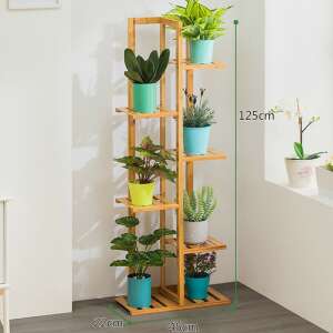 BeComfort Bambusz Virágtartó Állvány - 6 Polcos - 125cm