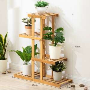 BeComfort FUR-1649-4 7-tier bamboo plant stand, 66x77x25 cm, for indoor plants, home decor - Plant Stand