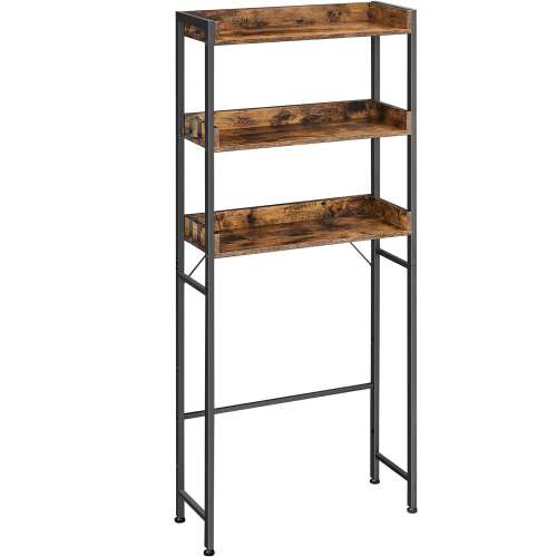 VASAGLE over-the-toilet bathroom storage shelf with 3 shelves, rustic brown