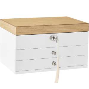 SONGMICS 3-tier jewelry box with wooden lid, white and brown - SONGMICS Jewelry Box