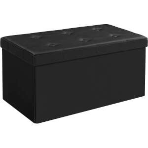 SONGMICS black storage ottoman with tufted top - SONGMICS