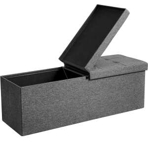 SONGMICS storage bench with lid, dark grey, 120L capacity, 300kg weight capacity - Storage Benches & Stool