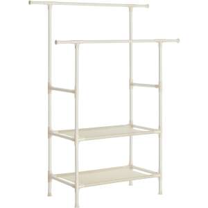 SONGMICS white double-rod clothes rack with 2 shelves, 70kg capacity, 114x45x171cm - Clothing Rack