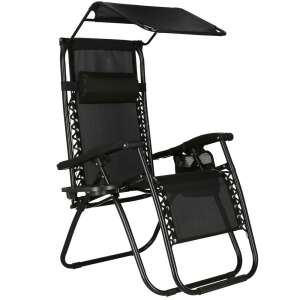 Сгъваем шезлонг SERSIMO GC3, Relax Zero Gravity със сенник, 175см, черен 102717343