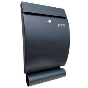 Пощенска кутия от поцинкована стомана в антрацит цвят с ключалка, 41x8x25cm, за ограда или стена - Пощенска кутия, Градинска количка, Градинско барбекю, фурна, Градинска къща и Торове