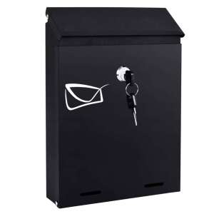 Outdoor Mailbox, for Fence or Wall, Galvanized Steel, with Lock, 26x6x19cm, Dark Grey 102718320 - Chomik