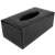 Black faux leather tissue box holder with tissue opening