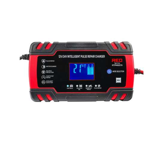 Microprocessor-controlled Battery Charger, 12V / 24V, 8A, Red Technic RTPM0079