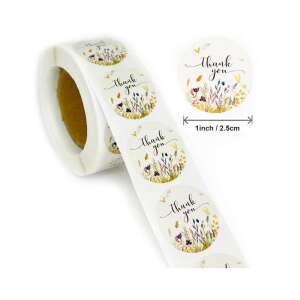 Roll of thank you stickers with floral design - Sticker, Magnet