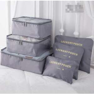 Set de 6 organizatoare de călătorie gri cu fermoar - Accesorii pentru valize