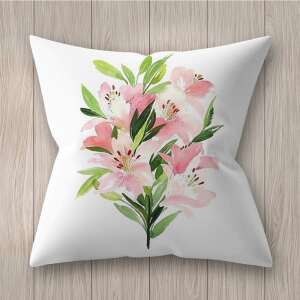 Husa de pernă decorativă cu model floral, cu crini roz, 45x45 cm - Huse pentru perne decorative
