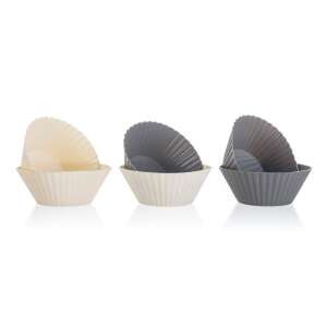 Set mit 6 Silikon-Muffinformen, 7,5 cm, grau und weiß - Koch- & Backgeschirr