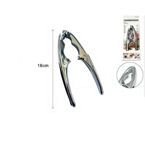 Stainless steel nutcracker, 16cm long, perfect for cracking nuts like walnuts, almonds, and hazelnuts
