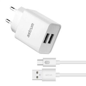 Astrum Pro Dual USB nástenná nabíjačka 10W s káblom Type-C - Astrum