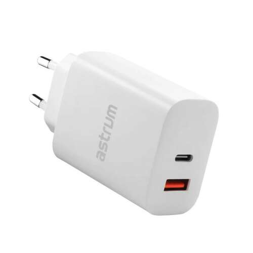 Astrum Pro Dual PD65 Netzladegerät mit USB- und Type-C-Anschluss, 65W, weiß