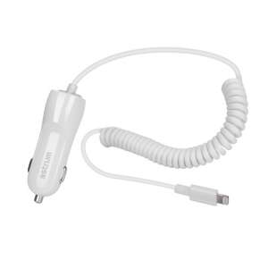 Astrum CC390 Kfz-Ladegerät mit Spiralkabel für iPhone und iPad, weiß, 2.4A - Lightning-Kabel