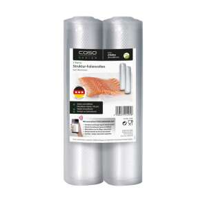 Caso Germany vacuum sealing rolls, 2 rolls, 20 x 600 cm, for vacuum sealing, compatible with all vacuum sealers, tear-resistant and high temperature resistant, microwave safe - Caso