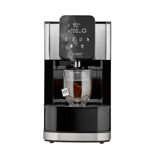Caso Germany HW1660 hot water dispenser, 4 liter tank, fast heating, adjustable temperature, LED display, touch control, child lock, integrated water filter, stainless steel and black design, making tea