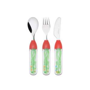 Casa Bugatti Tweet 3-piece children's cutlery set, stainless steel, green and red, BPA-free - Cutlery