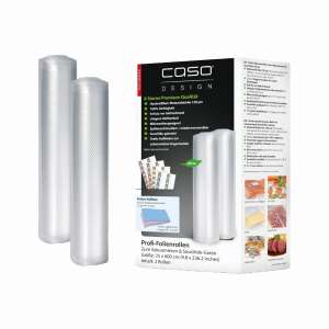 Caso Germany Vacuum Sealer Rolls, 2 rolls, 25 x 600 cm, for vacuum sealing, compatible with any sealer, reusable, tear-resistant and high temperature resistant - Food storage