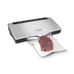 Caso GourmetVAC 180 vacuum sealer with a steak in a vacuum bag - Caso