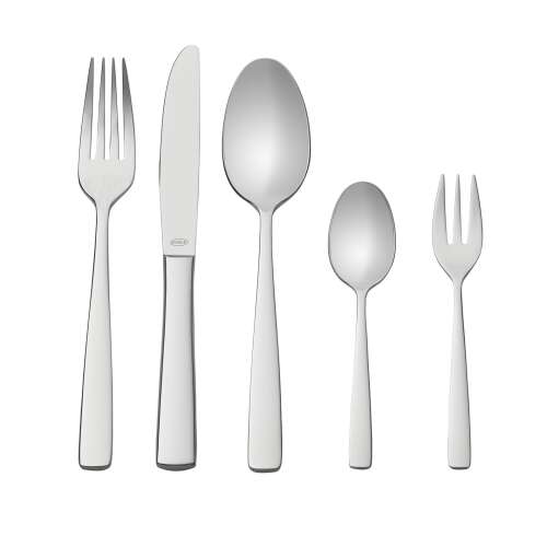 Set de tacâmuri Rösle Elegance, 30 de piese, include 6 furculițe, 6 cuțite, 6 linguri, 6 furculițe de desert și 6 lingurițe de ceai