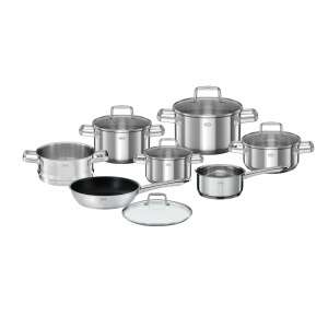 Set de vase Rösle Moments, 7 piese, oțel inoxidabil, include oale, tigăi și un vas de gătit cu abur - Veselă