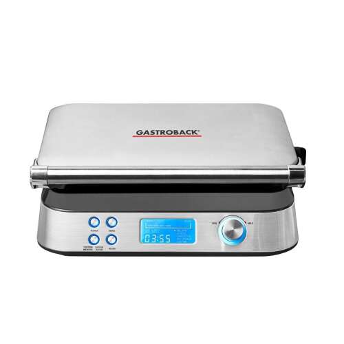 Gastroback 42424 appliance, for Belgian waffles, 1600W, 2 Belgian waffles, 5 programs, 7 temperature settings, digital display, stainless steel