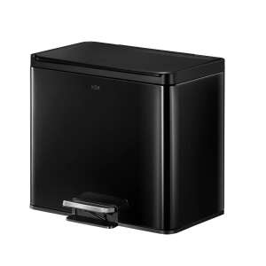 EKO Essential 20L + 9L Pedálos Szemetes, Fekete, Rozsdamentes Acél, Ujjlenyomatálló, Csendes Fedél - Eko