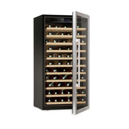 Cavist borhűtő, 84 palack, H 121,5 cm, hőmérséklet 5-18 C, kompresszor, csendes, digitális vezérlés, UV védelem, fekete/rozsdamentes acél