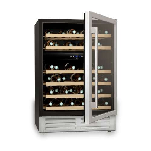 Cavist 46 palackos, kétzónás borhűtő nyitott ajtóval