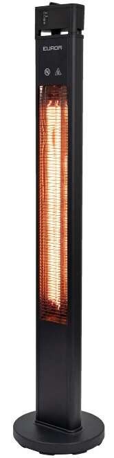 Eurom Q-Tower Electric Patio Heater, 3 heat settings, carbon lamp, control panel, overheat protection, remote control included, compact design, 2000 W