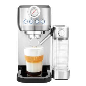 Gastroback Piccolo Pro M espresso machine with a cup of latte macchiato - Gastroback