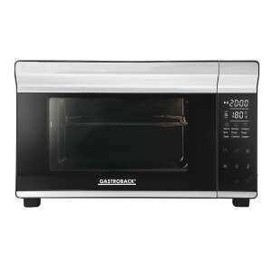 Gastroback 42814 electric oven, black and stainless steel, front view - Gastroback
