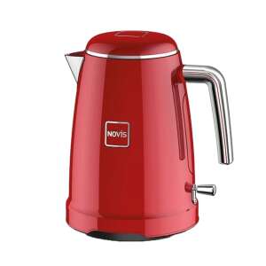 Novis Kettle K1, piros elektromos vízforraló króm betétekkel, 1,6 literes kapacitás - Vízforraló, Kenyérpirító, Szendvicssütő és Asztali grillsütő