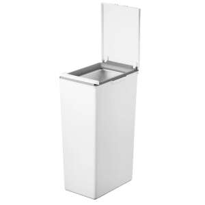 EKO Morandi Touch 40L white touch-operated trash can with lid open - Furniture