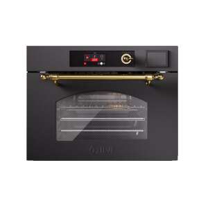 ILVE Nostalgie beépíthető elektromos sütő, fekete színben arany díszítéssel, 60 cm, 36 l űrtartalommal, retro dizájn, TFT érintőkijelző, 3 rétegű hőálló üveggel - ILVE