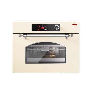 ILVE Nostalgie beépíthető elektromos sütő, krémszínű, 60 cm, 37 literes űrtartalom, retro design, TFT érintőkijelző, 4 rétegű hőálló üveggel ellátott ajtó, légkeverés, pizza funkció, érintőleges szellőzés, hőmérséklet - ILVE