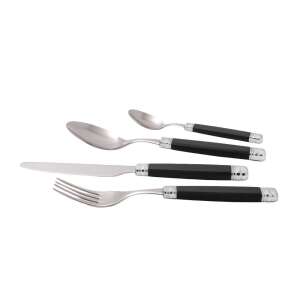 Set de tacâmuri Rivadossi Sandro, Rossini 24 piese, mânere negre, oțel inoxidabil, design modern - Seturi de tacâmuri
