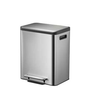 EKO EcoCasa stainless steel trash can with double pedal, 2 x 15 liter compartments, fingerprint-proof, silver - Eko