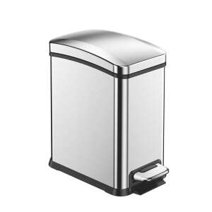 Eko New Rejoice 8L Stainless Steel Pedal Trash Can with Silent Lid, Fingerprint-Proof, Silver - Furniture
